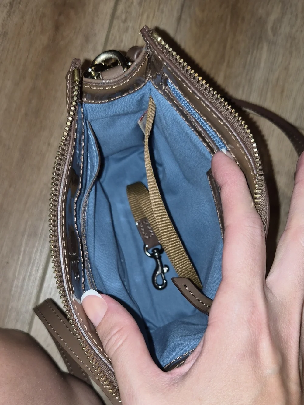 Dooney & Bourke Taupe Patent Crossbody Bag